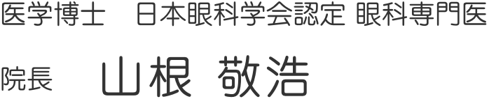 医学博士 日本眼科学会認定 眼科専門医 院長 山根 敬浩